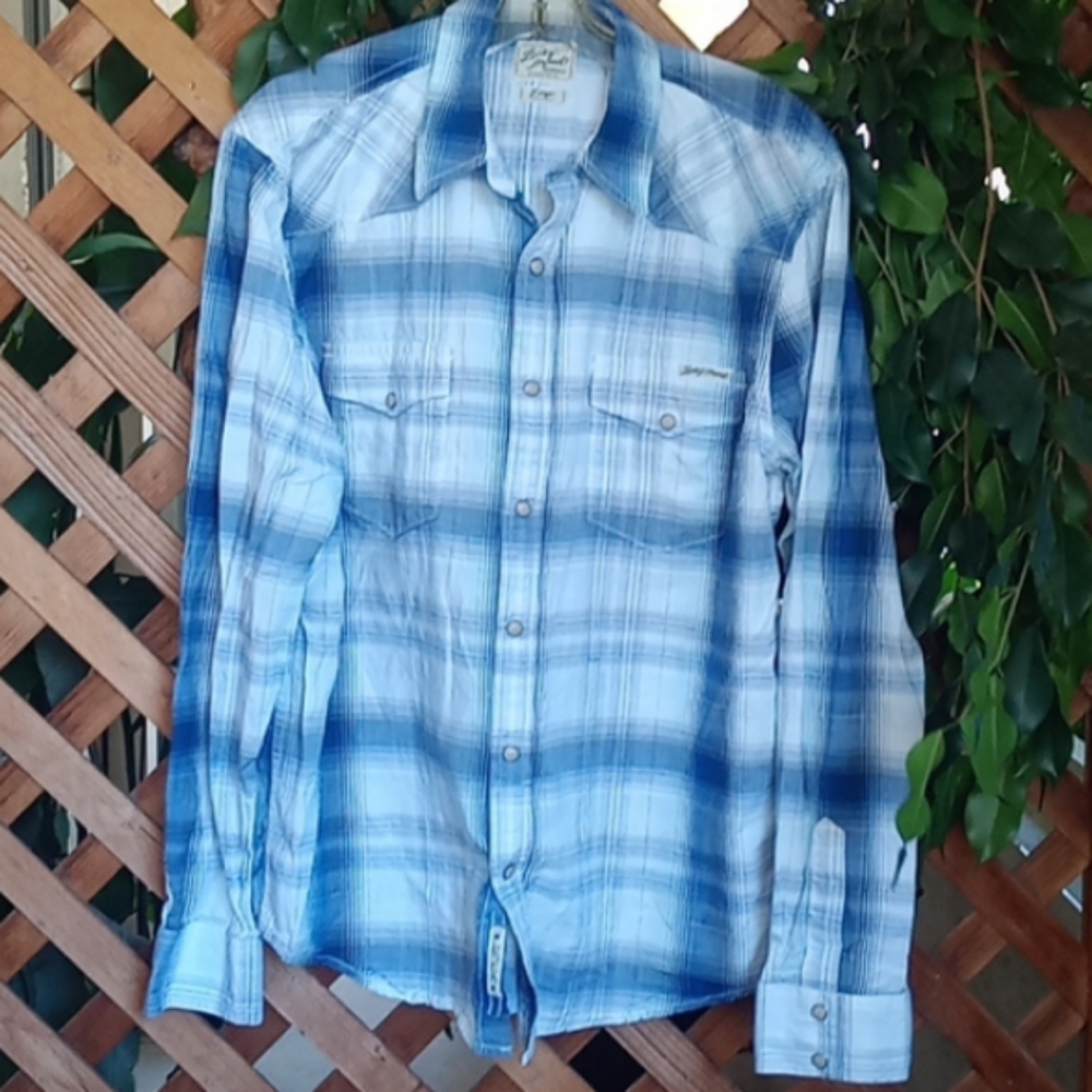 Lucky Brand Western Shirt 100% Cotton, Long Sleeve, Pearl Snaps Sz. L, Neverworn